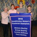 2018 GRANDMASTERS WOMEN'S CHAMPIONS: Skip: Marjorie MacKay, Third: Brenda Nearing, Second: Caroline Belliveau, Lead: Karen Romkey